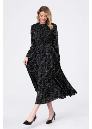 Black Floral Midi Dress