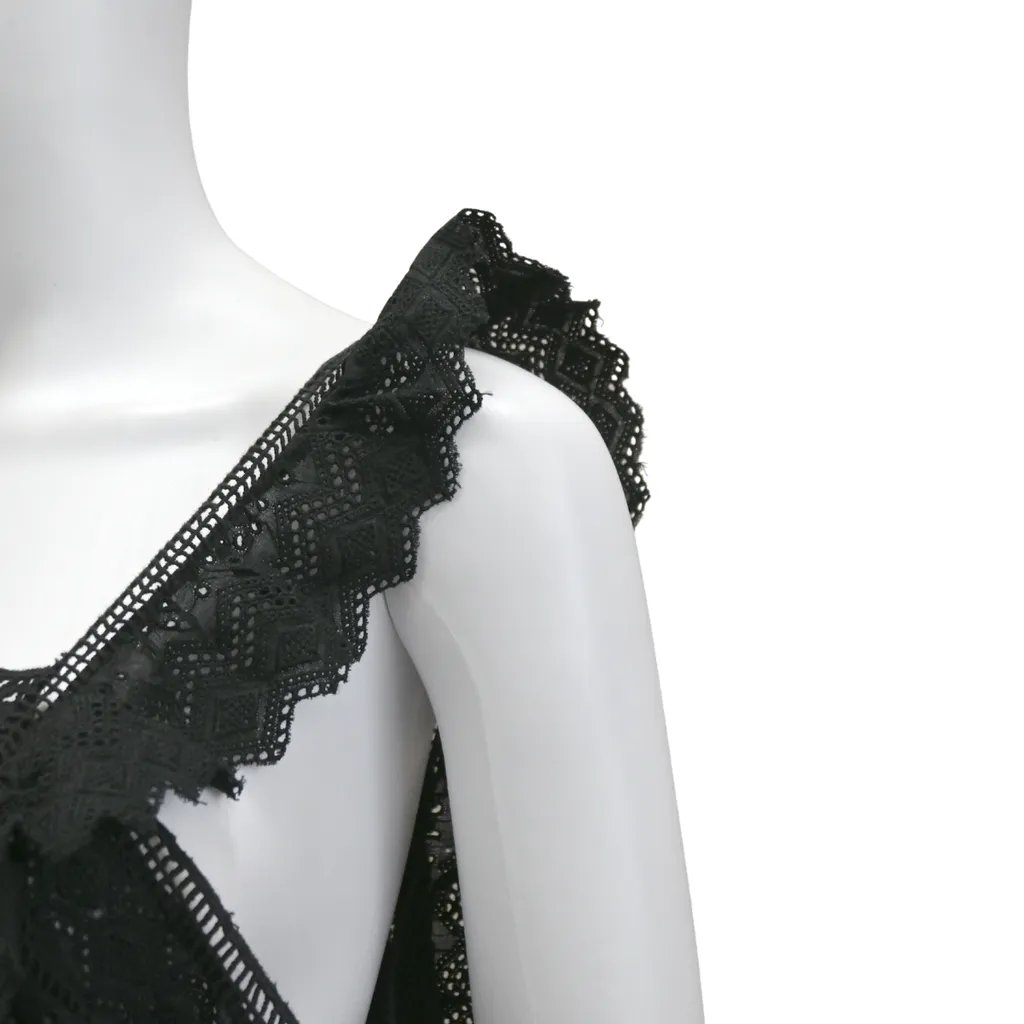 Black Katie Lace Embroidered Top