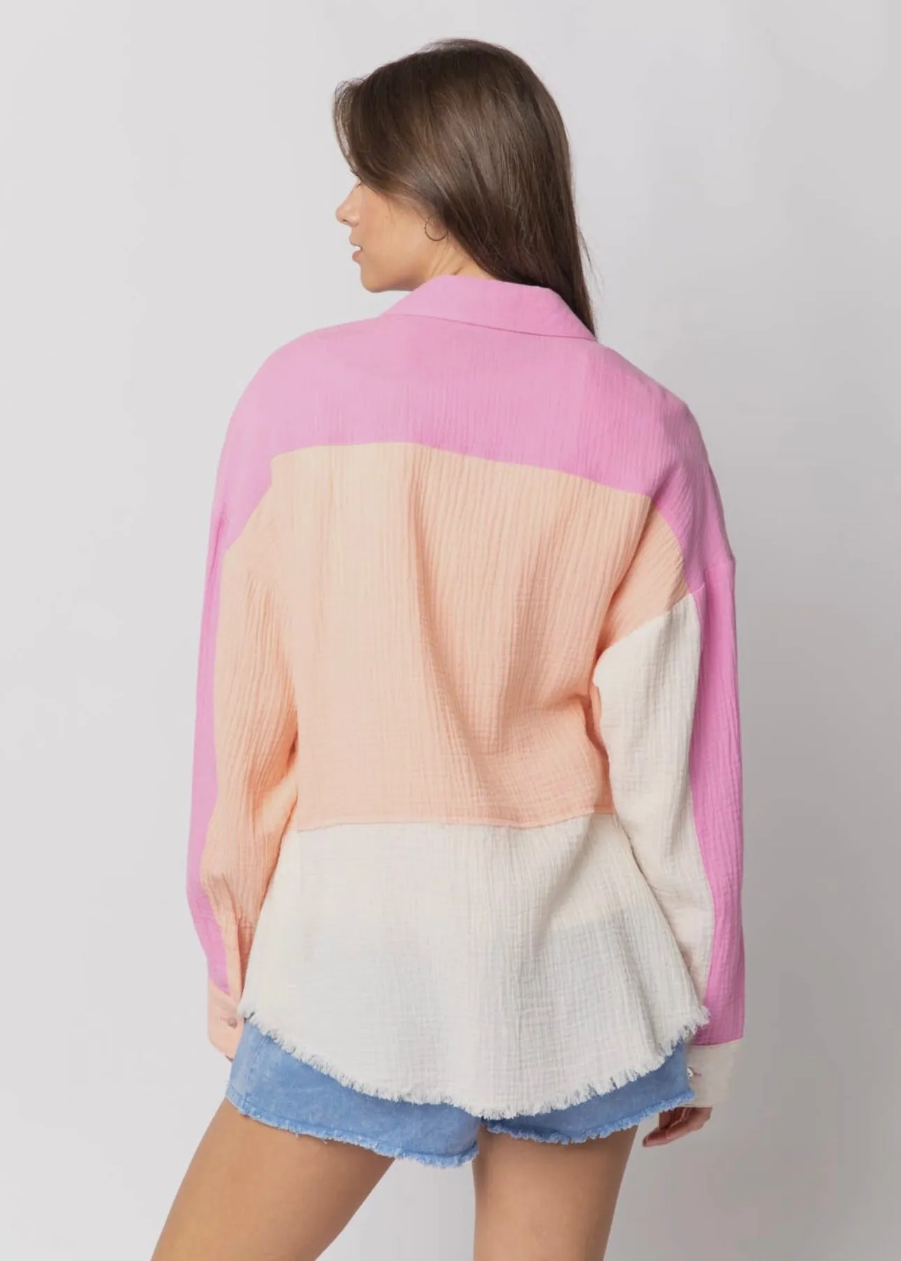 Block Party Color Blocked Button Down Shirt