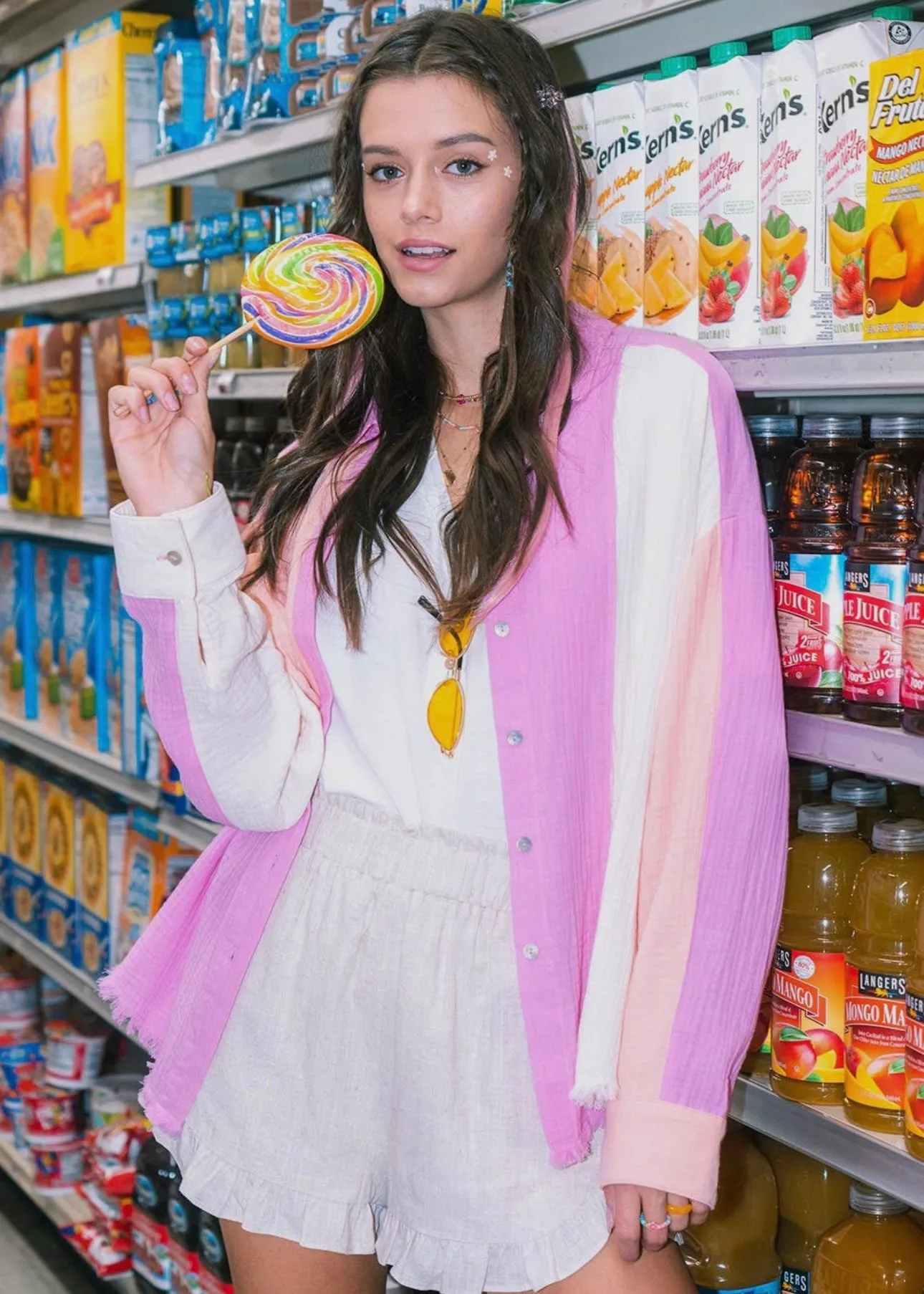 Block Party Color Blocked Button Down Shirt