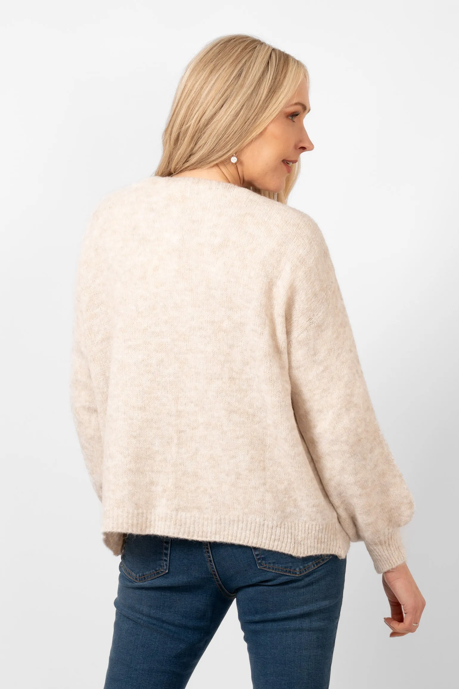 Cassidy Tie Front Wool Blend Cardigan - Cream