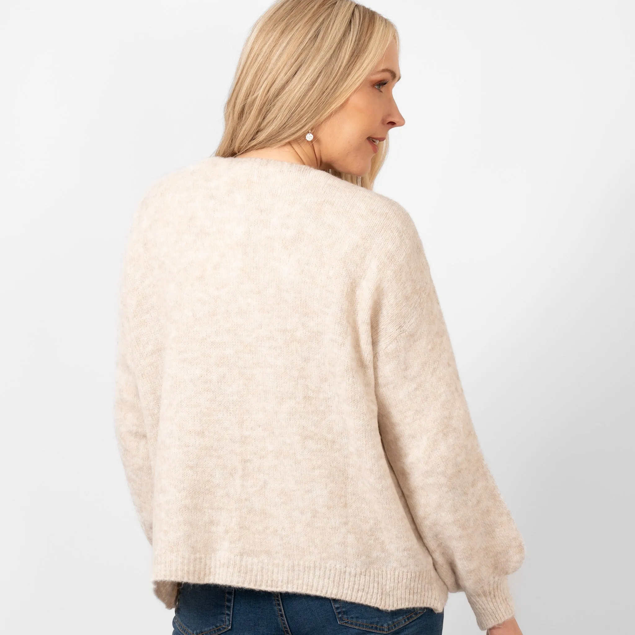 Cassidy Tie Front Wool Blend Cardigan - Cream