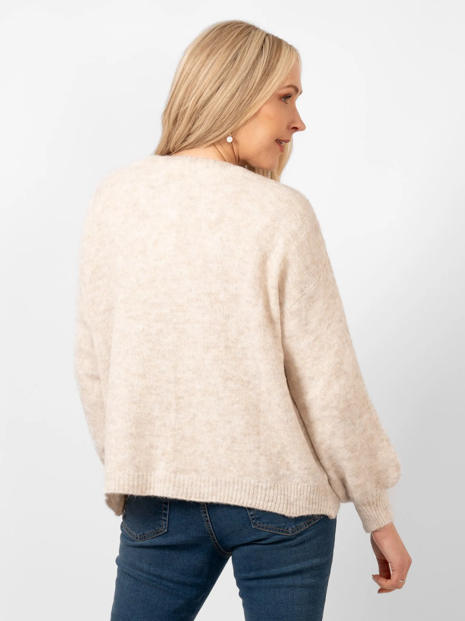 Cassidy Tie Front Wool Blend Cardigan - Cream