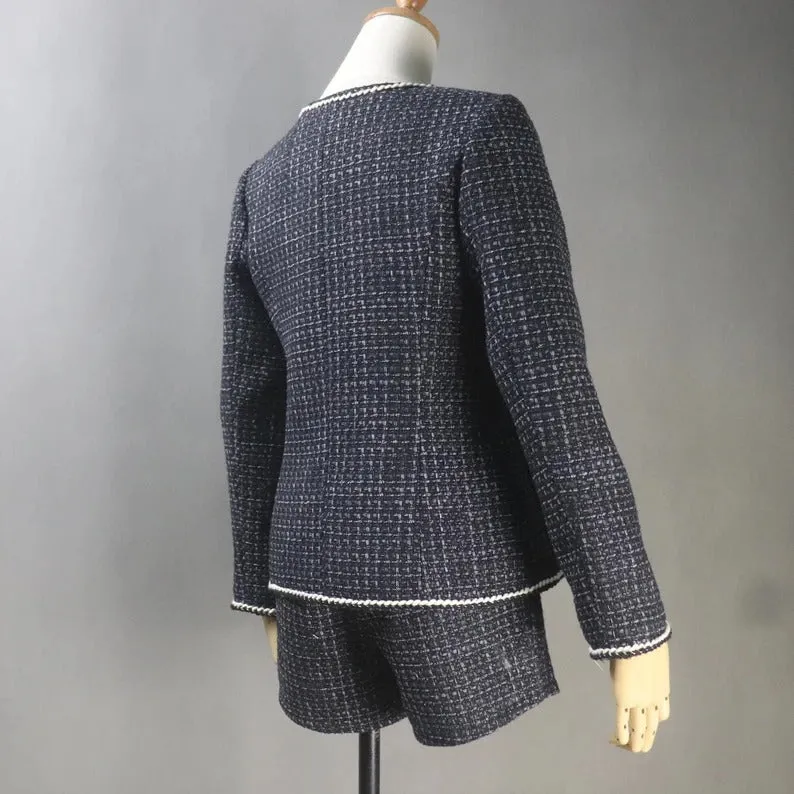Custom Made Black Suit in Plus sizes Pearl Buttons Jacket   Dress/Shorts/ Pencil Skirt