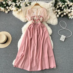 Ethnic Style Floral Embroidered A-line Dress