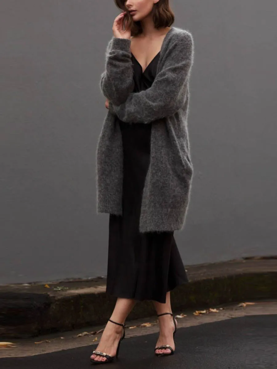 Fashion Casual Solid Color Sweater Cardigan