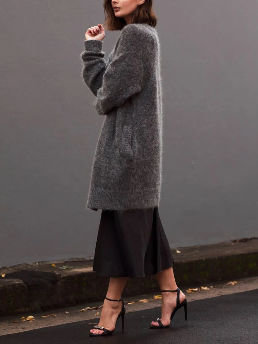 Fashion Casual Solid Color Sweater Cardigan