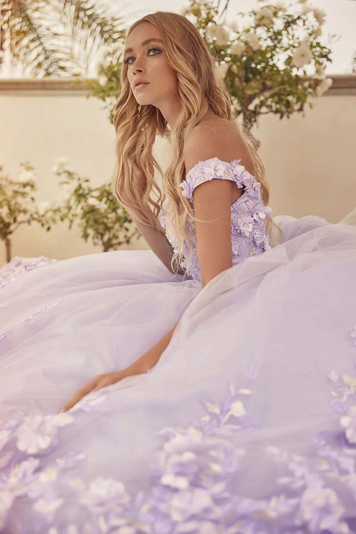 Floral Lace Illusion Sweetheart Ball Gown | Long Off-Shoulder Evening Dress with Cap Sleeves