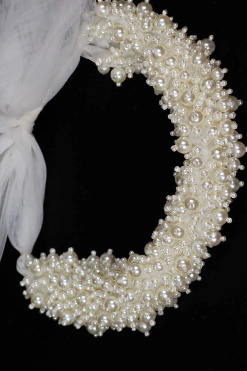 Glamorous White Pearl Bridal Headband
