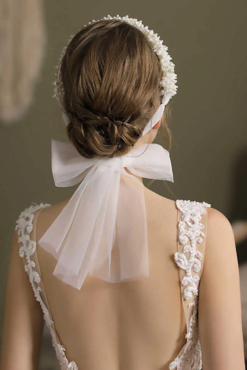 Glamorous White Pearl Bridal Headband