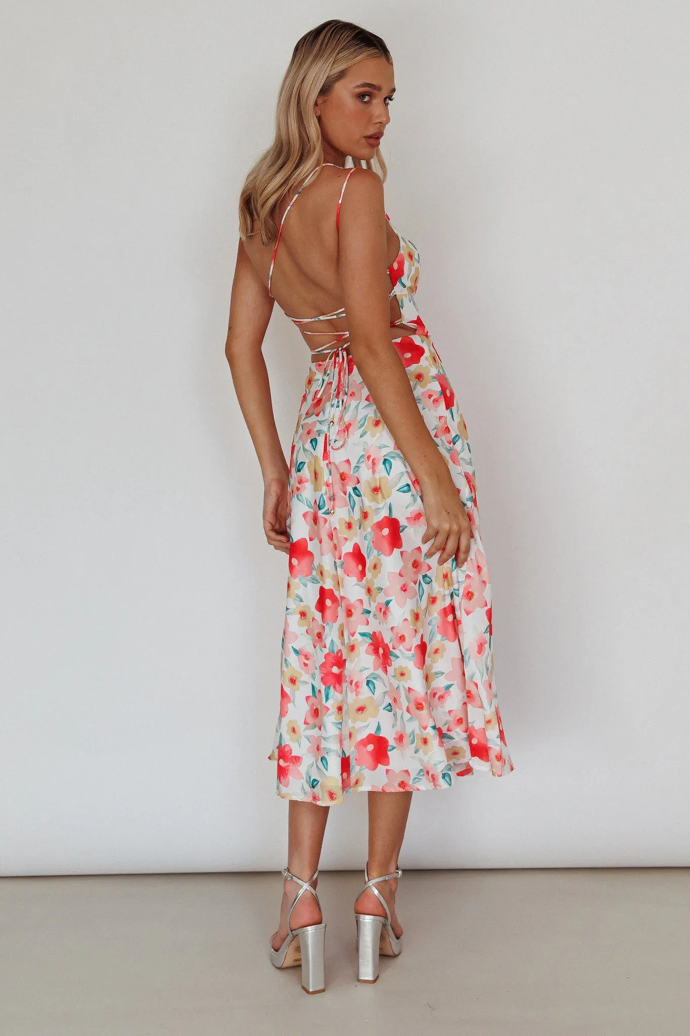 Halia One-Shoulder A-Line Midi Dress Floral Pink