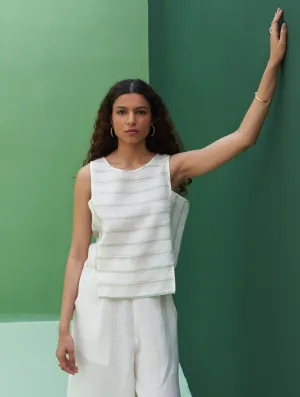 Jiho Striped Linen Crop Top - Mint
