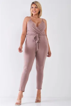 Junior Plus Size Mocha Belted Jumpsuit / 2-2-2