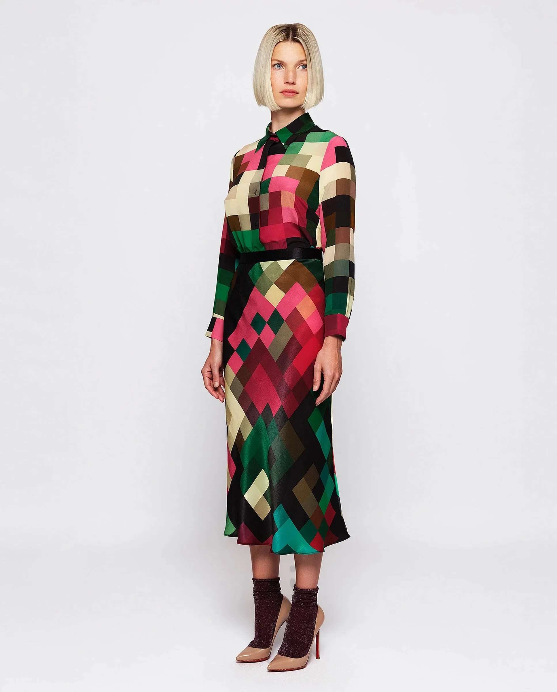 MIRTO 1956 - MULTICOLOR SILK PLAID BLOUSE