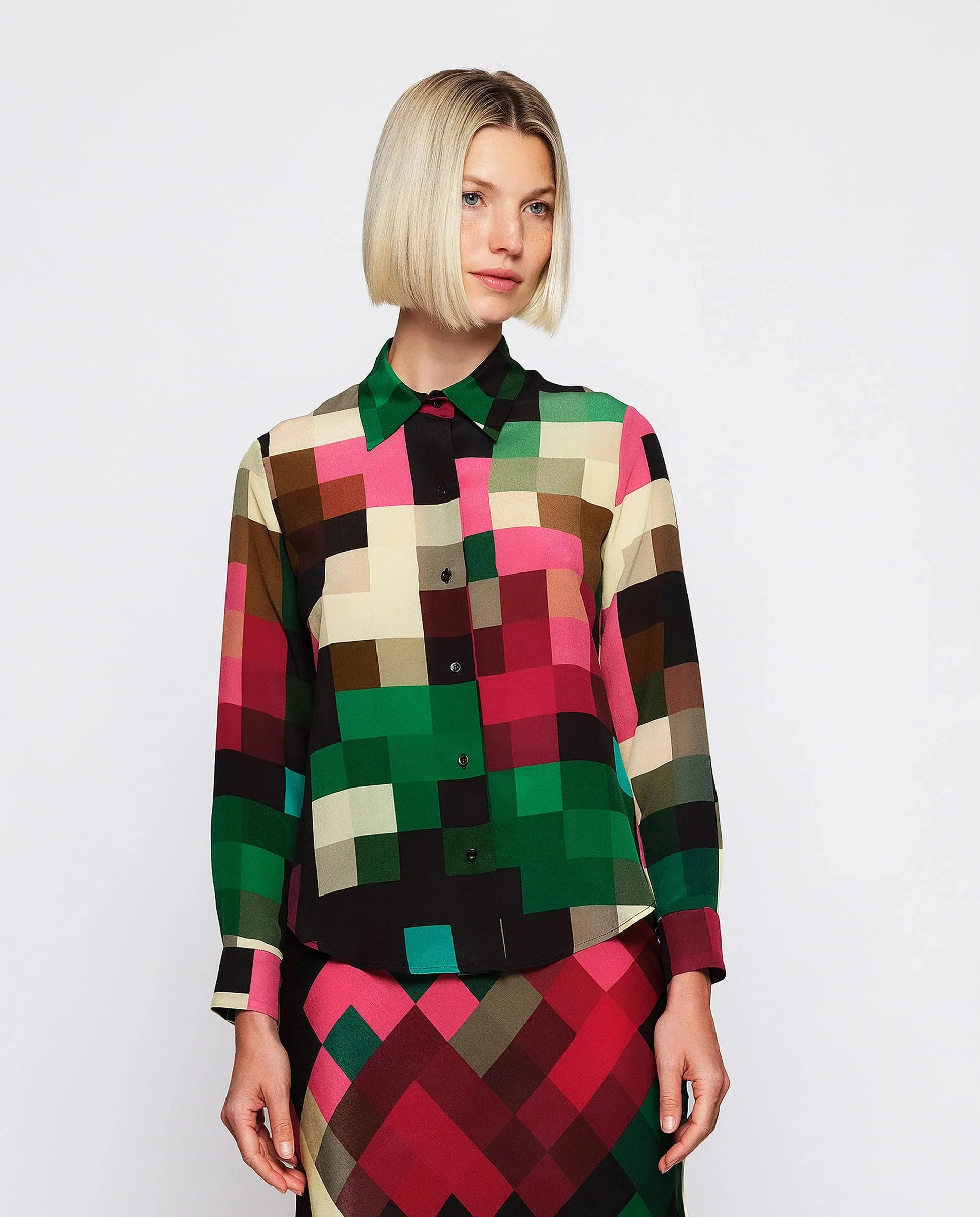 MIRTO 1956 - MULTICOLOR SILK PLAID BLOUSE