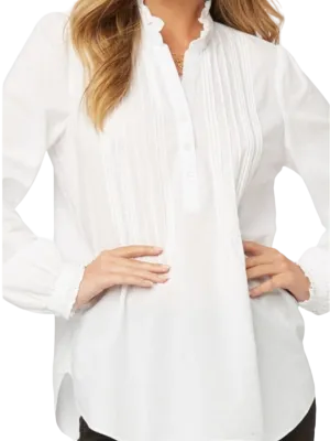 NYDJ White cotton classic Pintuck Blouse  UK M