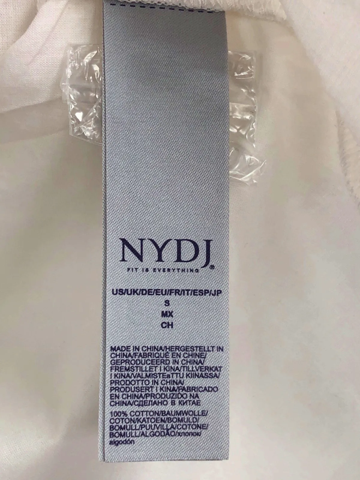 NYDJ White cotton classic Pintuck Blouse  UK S