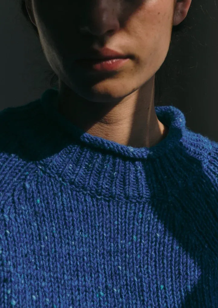 Orla Donegal Wool Easy Sweater in Neptune Blue