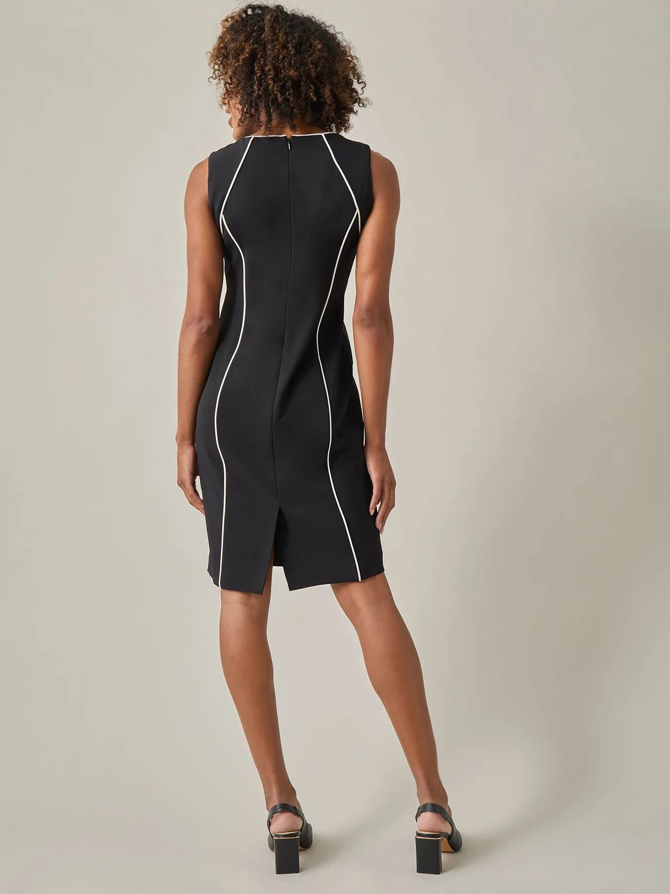 Petite Piping Detail Dress, Iconic Stretch Crepe