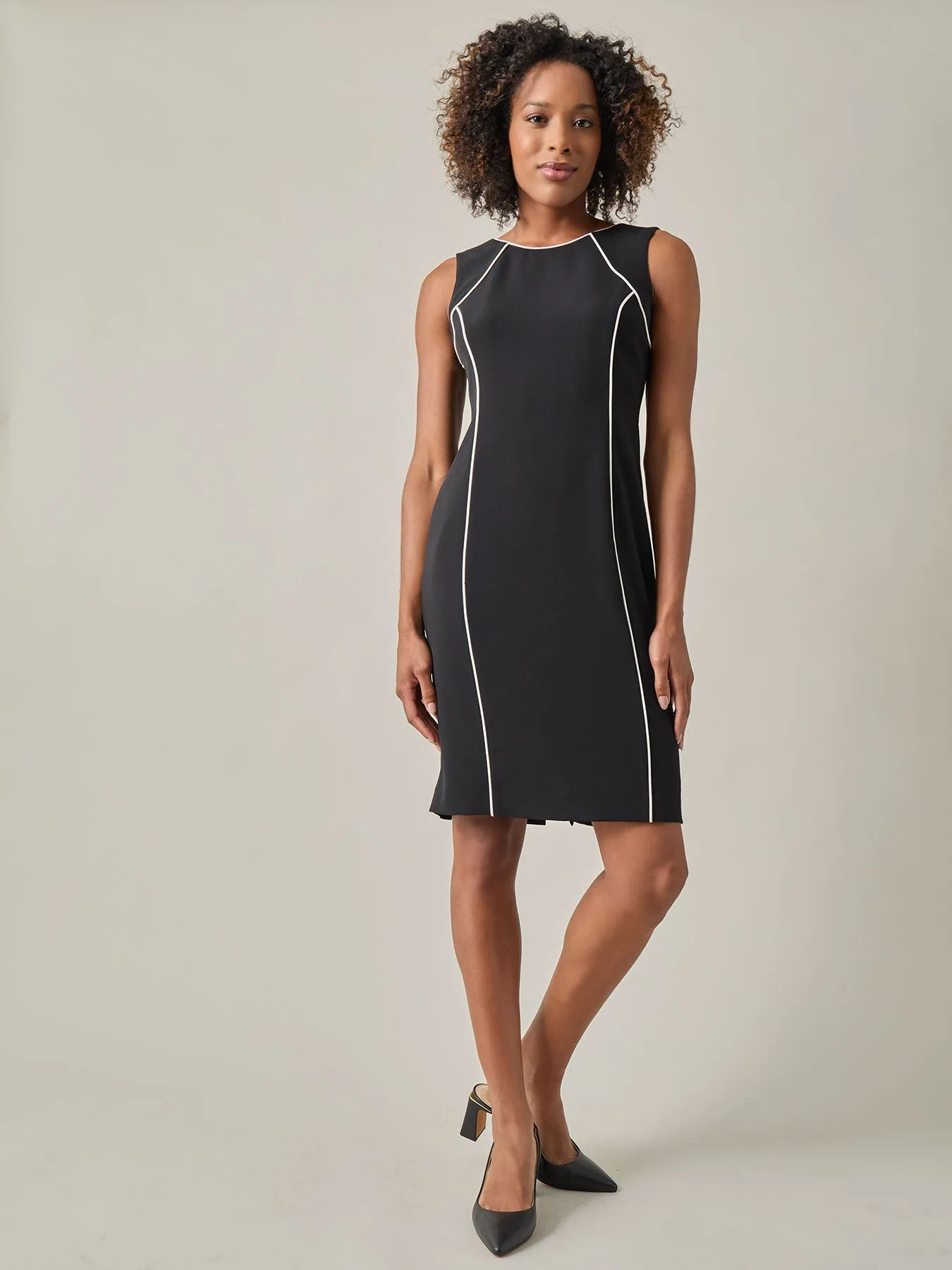 Petite Piping Detail Dress, Iconic Stretch Crepe