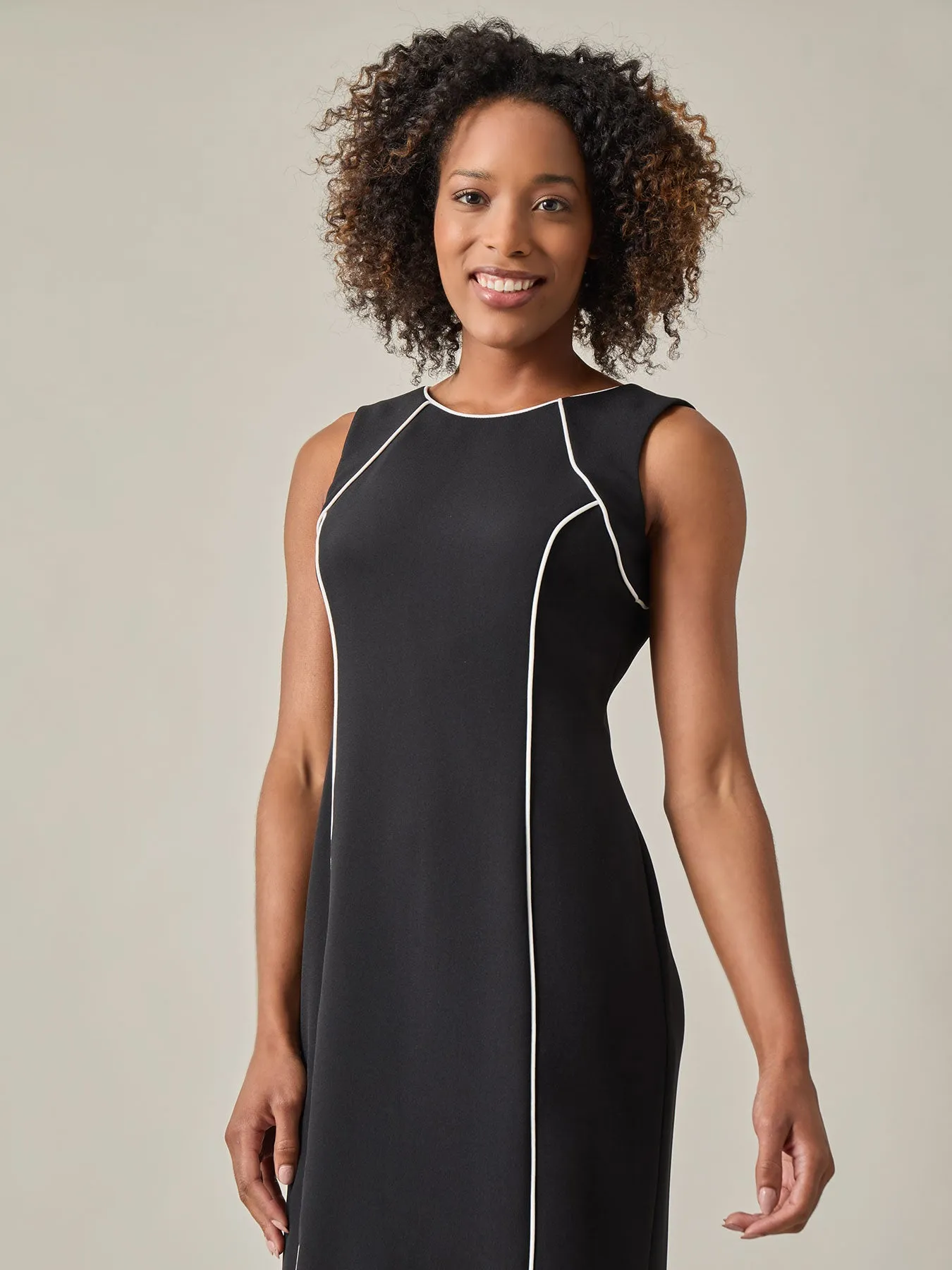 Petite Piping Detail Dress, Iconic Stretch Crepe