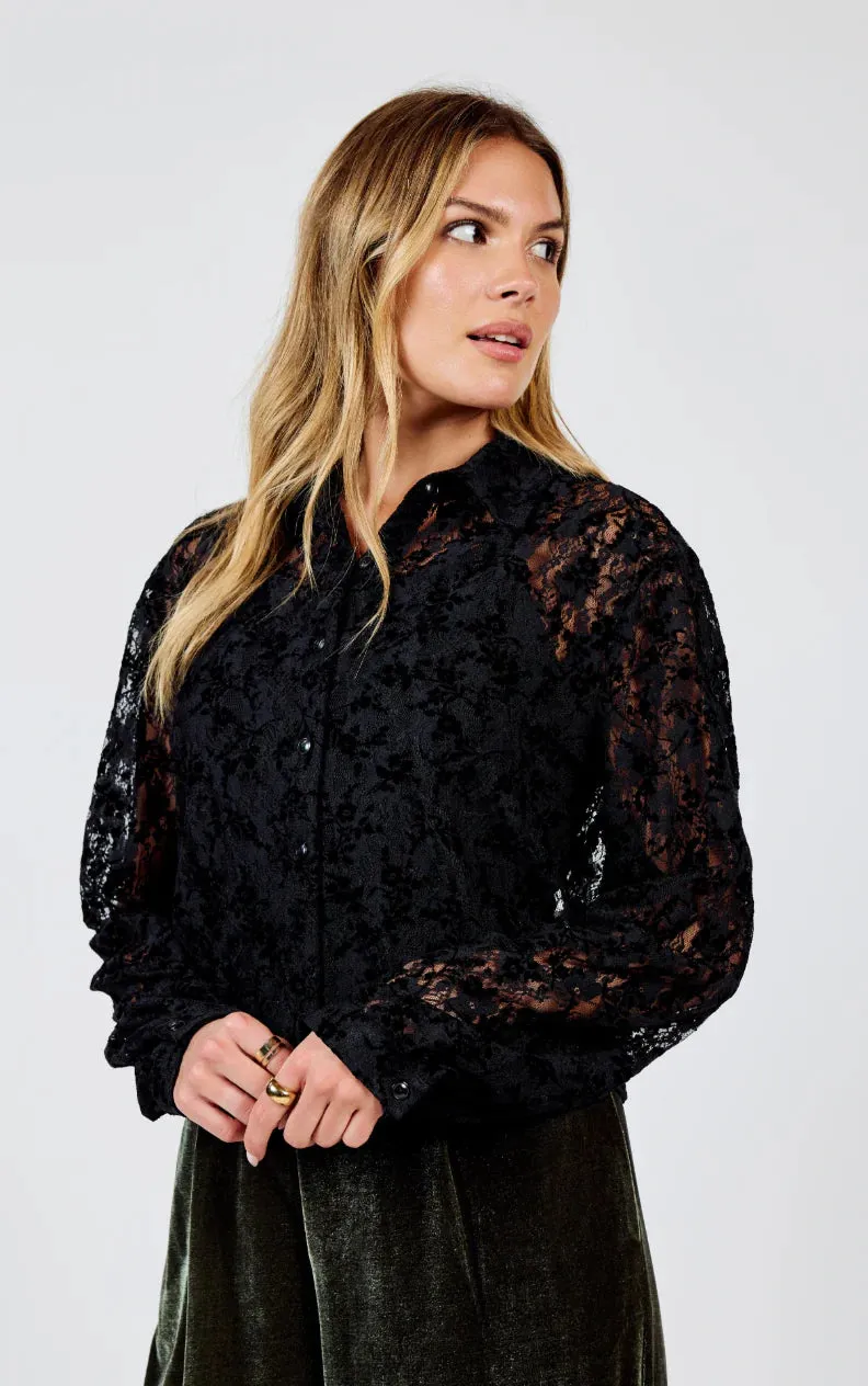 Sadie and Sage - At Dusk Velvet Lace Shirt
