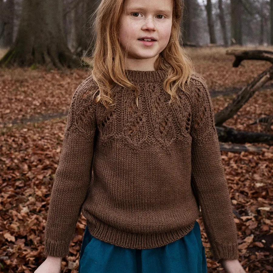 Semi-Handknitted Llama Twist Sweater - Camel - 6-9y