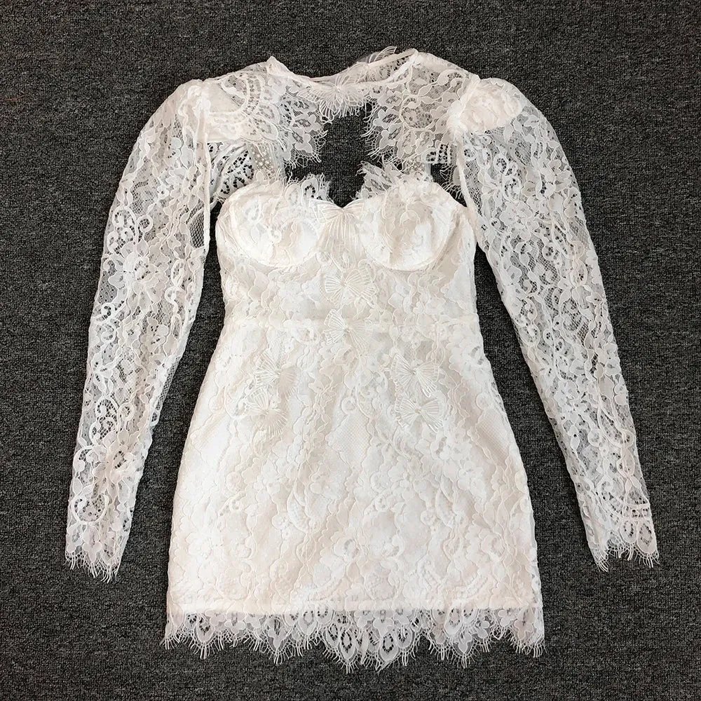 Trend4us Women’s White Lace Mini Dress