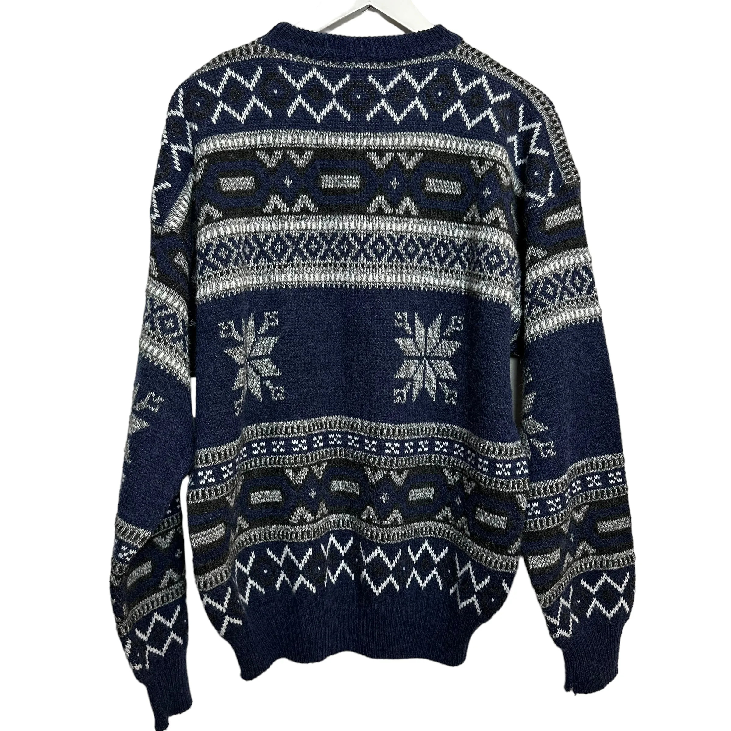 Vintage John Ashford Chunky Knit Fair Isle Grandpa Sweater Made in Italy XL