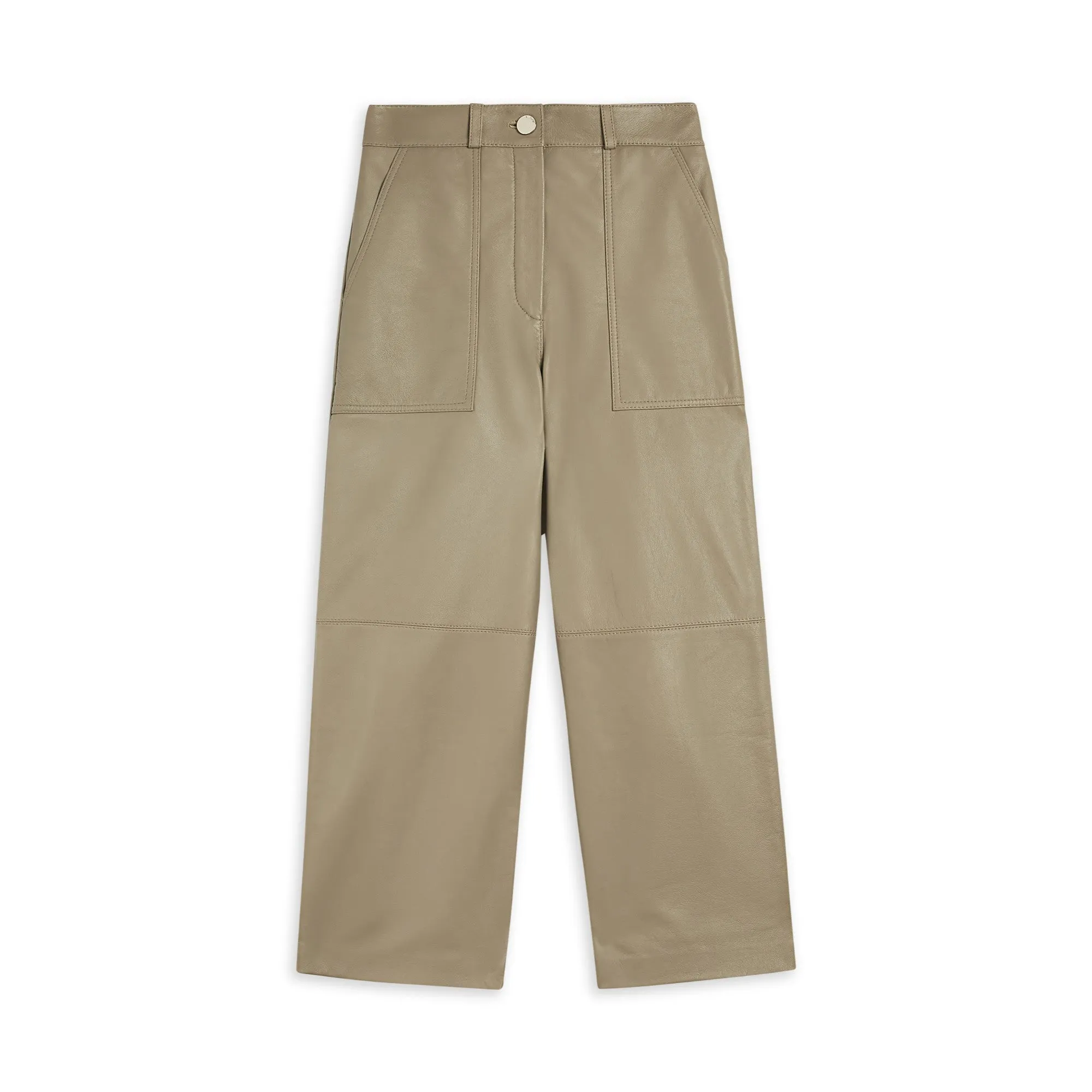 Women Wmt-Garnnet-Leather Straight Leg Trousers - Grey